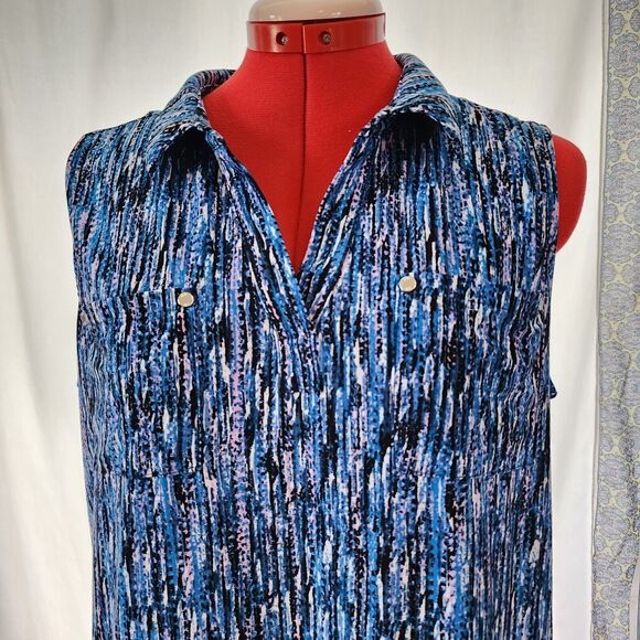 JONES NEW YORK Blue Sleeveless Stretch Woman's‎ Blouse Size S - Picture 3 of 5